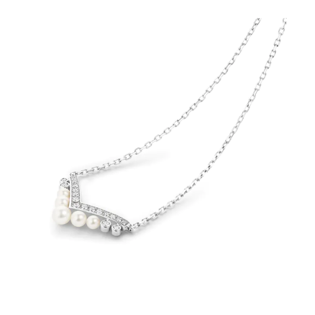 JOSÉPHINE AIGRETTE PENDANT White gold, pearls, diamonds
